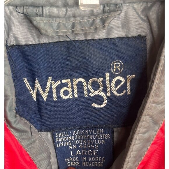 Wrangler Mens Totally 80s Puffer Ski Vest Blue Red Zip Outerwear Western Large - Picture 7 of 7